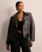 Selected Femme - Svart - Slfnana Biker Leather Jacket