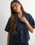 Only - Blå - Onlellis S/S Loose Shirt Dnm Akm