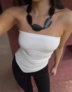Nelly - Vit - Asymmetric Rib Tube Top