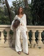 Nelly - Vit - Pull On Tassel Linen Pants