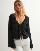 Nelly - Svart - Lace Insert Blouse