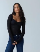 Nelly - Svart - Romantic Structure Sheer Top