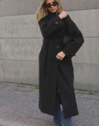 Nelly - Svart - Warm Trench Coat