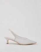 Nelly - Vit - Lace V-Shape Slingback