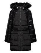 Mixed Media Belted Puffer Coat Fodrad Jacka Black Calvin Klein