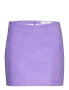 Corduroy Leather Mini Skirt Kort Kjol Purple REMAIN Birger Christensen