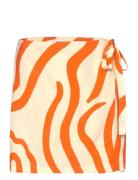 Printed Linen-Blend Skirt Kort Kjol Orange Mango