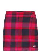 Tjw Check Wrap Mini Skirt Kort Kjol Red Tommy Jeans