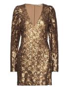 Sequins Mini Dress Kort Klänning Gold By Ti Mo