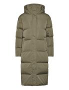 Superdry Longline Hooded Puffer Coat Khaki Green