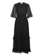 Pleated Georgette Maxiklänning Festklänning Black Ganni