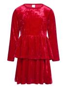 Dress Peplum Crushed Velvet Dresses & Skirts Dresses Partydresses Red ...