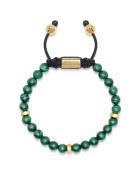 Men's Beaded Bracelet With Malachite And Gold Armband Smycken Green Ni...