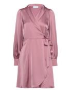 Vienna Ravenna L/S Short Wrap Dress-Noos Kort Klänning Pink Vila