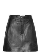 Slfbeatrice Mw Mini Leather Skirt B Kort Kjol Black Selected Femme