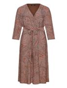 Lauren Women Paisley Surplice Stretch Jersey Dress Brun