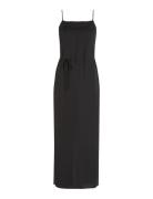 Recycled Cdc Midi Slip Dress Knälång Klänning Black Calvin Klein