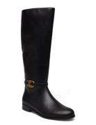 Lauren Ralph Lauren Bridgette Burnished Leather Tall Boot Svart