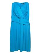 Str Matte Jersey-Dress Knälång Klänning Blue Lauren Women