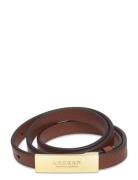 Lauren Ralph Lauren Logo Leather Skinny Belt Brun