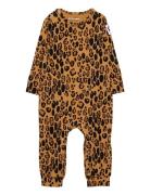 Basic Leopard Jumpsuit Baby Långärmad Bodysuit Beige Mini Rodini