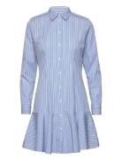 Striped Cotton Broadcloth Shirtdress Kort Klänning Blue Lauren Ralph L...