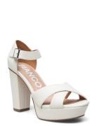 Biacarly Plateau Sandal Pu Sandal Med Klack White Bianco