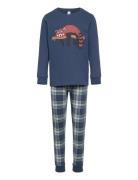 Pajama Placment Check Pyjamas Set Blue Lindex