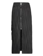 Drapey Stripe Suiting Maxi Skirt Lång Kjol Black Ganni