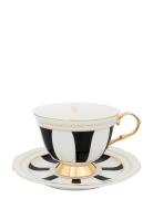 Hilke Collection Cup With Saucer - Strisce Nero Multi/patterned