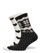 Lindex Sock 2 P Fairisle Svart