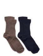 Sock Sb 2P Wool Ribb Sockor Strumpor Multi/patterned Lindex