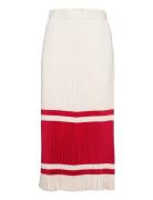 D2. Stripe Pleated Skirt Knälång Kjol Cream GANT
