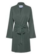 Katie Wrap Long Sleeve Short Modal Dresses Wrap Dresses Green Minus