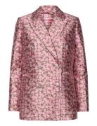 Firdos Jacquard Blazers Double Breasted Blazers Pink Custommade