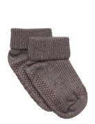 Melton Wool Socks - Anti-Slip Brun