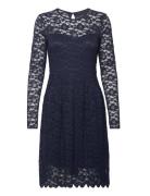 Vila Vikalila L/S Lace Dress - Noos Marinblå