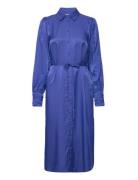 Yassura Ls Midi Shirt Dress Knälång Klänning Blue YAS