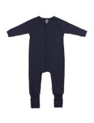 Smallstuff Night Suit, Navy Drop Needle, Merino Wool Marinblå