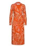 Slfsirine Ls Midi Wrap Dress B Knälång Klänning Orange Selected Femme