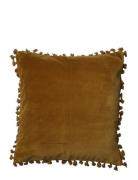 C'est Bon Cushion Cover Velvet Cotton W Fringe Brun