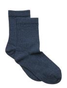 Wool Rib Socks Sockor Strumpor Blue Mp Denmark