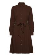 Fit-And-Flare Shirtdress Knälång Klänning Brown Lauren Ralph Lauren