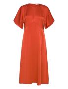 Michael Kors Flutter Slv Midi Drs Orange