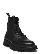 Tatum Leather Lace-Up Boot Snörade Stövlar Black Les Deux