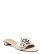 Lauren Ralph Lauren Fay Floral-Trim Nappa Leather Sandal Vit