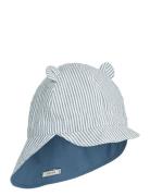 Gorm Reversible Seersucker Sun Hat Solhatt Blue Liewood