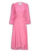 Josia Wrap Dress Knälång Klänning Pink Minus