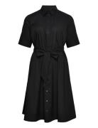 Cotton-Blend Shirtdress Knälång Klänning Black Lauren Women