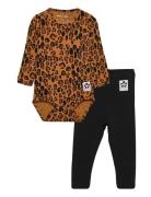 Basic Leopard Ls Body + Leggings Sets Sets With Body Multi/patterned M...